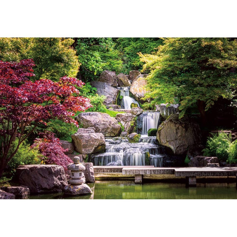 DORCEV 8x5ft Japan Garden Landscape Backdrop Retro Style Park View Photography Background Waterfall Maple Trees Bridge Kyoto Garden Travel Children Adult Portrait Photo Studio Props Wallpaper - Image 1